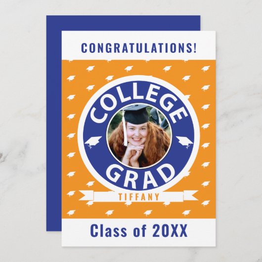 大学の写真卒業 案内状 (正面/裏面)