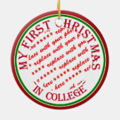 大学の初めてのクリスマスのフォトフレーム セラミックオーナメント (裏面)