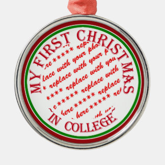 大学の初めてのクリスマスのフォトフレーム メタルオーナメント