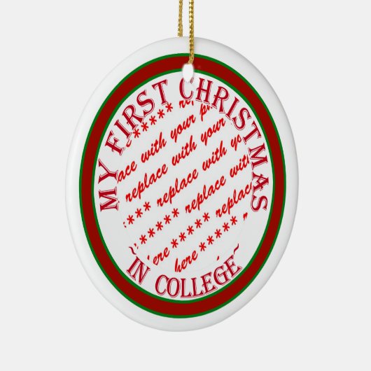 大学の初めてのクリスマスフォトフレームテンプレート セラミックオーナメント (右)