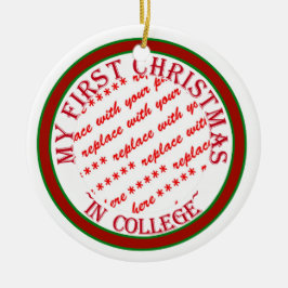 大学の初めてのクリスマスフォトフレームテンプレート セラミックオーナメント