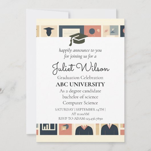 大学の卒業を支持する 招待状 (正面)