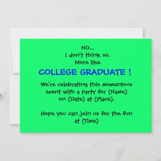 大学の卒業パーティの招待状 招待状 (裏面)