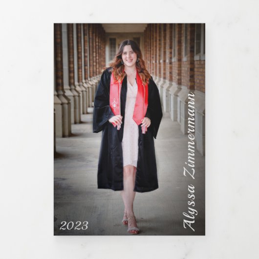 大学の卒業三倍招待状発表 三つ折り招待状 (カバー)