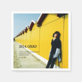 大学の卒業写真モダンブラック2014グラード スタンダードカクテルナプキン (正面)