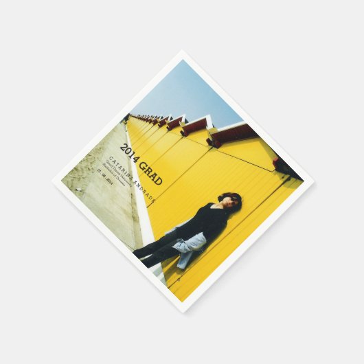 大学の卒業写真モダンブラック2014グラード スタンダードカクテルナプキン (角)