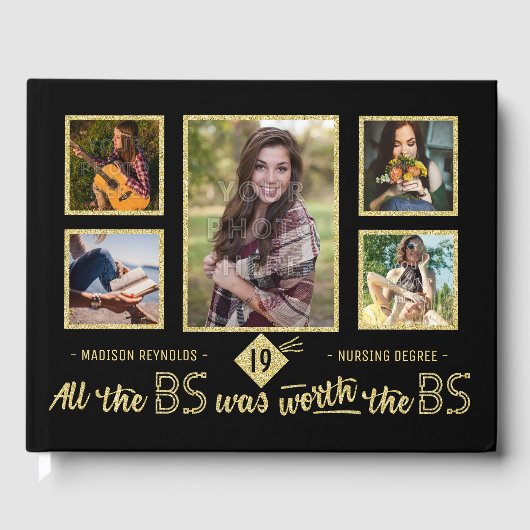 大学の卒業学士号の写真おもしろい ゲストブック (正面)