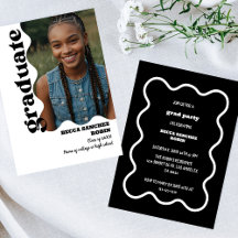 大学の卒業発表のレトロな招待状