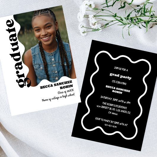 大学の卒業発表のレトロな招待状 招待状