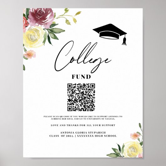 大学の資金フローラの卒業証印刷可能記号 ポスター (正面)