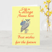 大学の願い最高のにオフ、フクロウ、名前の先頭を追加 カード (黄色い花)