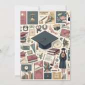 大学はっきりした卒業エレガント開始 招待状 (裏面)