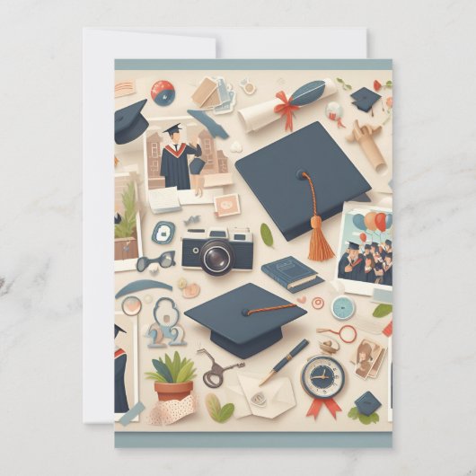 大学はっきりした卒業 招待状 (裏面)