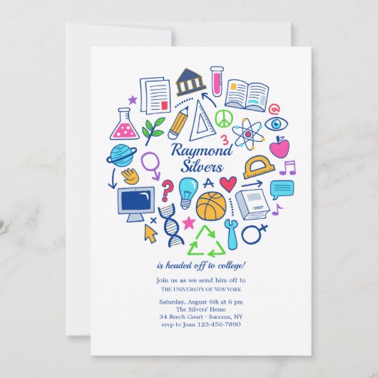 大学への旅立ちパーティー 招待状 (正面)