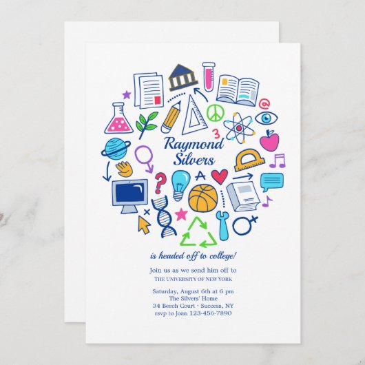 大学への旅立ちパーティー 招待状 (正面/裏面)