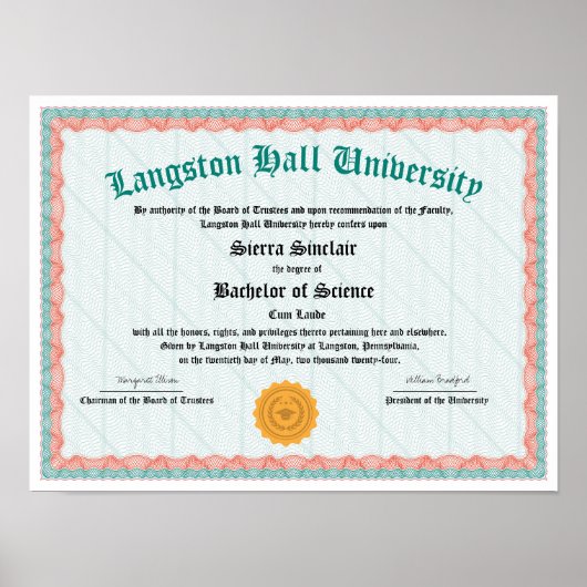 大学または大学の卒業証書のレプリカを授与 ポスター (正面)