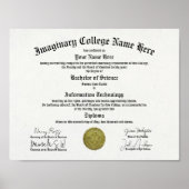 大学または短大の卒業証書レプリカアート ポスター (正面)