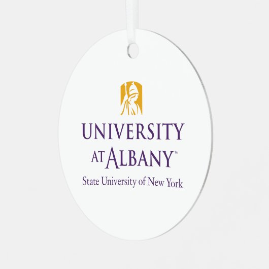 大学アットアルバニーアイコニックロゴ メタルオーナメント (正面左)