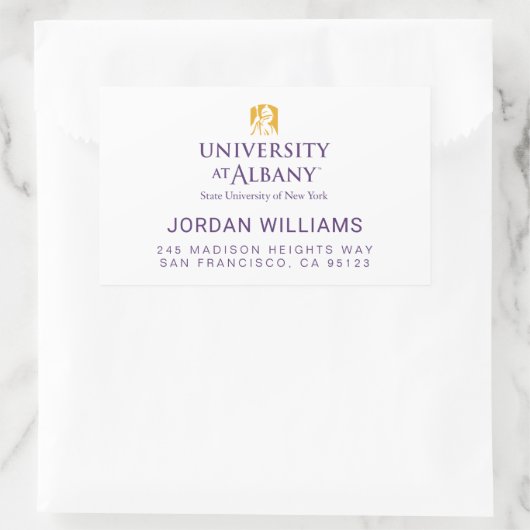 大学アットアルバニーアイコニックロゴ 長方形シール (バッグ)