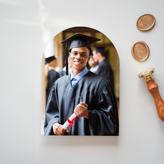 大学エレガント写真アーチ卒業発表 招待状