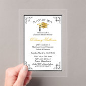 大学エレガント卒業フォーマルパーティーフェイク金ゴールド アクリル招待状 (インサイチュ (ポータブル))