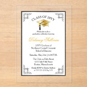 大学エレガント卒業フォーマルパーティーフェイク金ゴールド アクリル招待状 (正面)