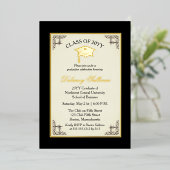 大学エレガント卒業式パーティーゴールドフォイル 箔招待状 (立ち正面)