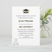 大学シンプル卒業スタイリッシュ開始 招待状 (スタンド正面)