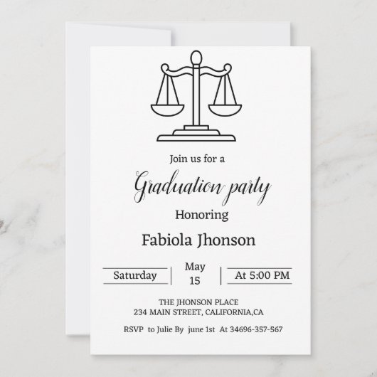 大学シンプル卒業党の写真法 案内状 (正面)