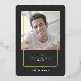 大学シンプル卒業発表の写真カード 箔シーズンカード