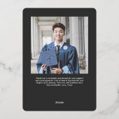 大学シンプル卒業発表の写真カード 箔シーズンカード (裏面)