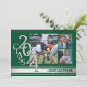 大学ストライプのトリプル写真 卒業生招待状 招待状 (スタンド正面)