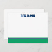 大学ストライプのバーの(ユダヤ教の)バル・ミツバーのサンキューカード ノートカード (正面/裏面)