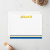 大学ストライプのバーの（ユダヤ教の）バル・ミツバーのサンキューカード ノートカード (正面/裏面インサイチュ)