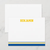 大学ストライプのバーの（ユダヤ教の）バル・ミツバーのサンキューカード ノートカード (正面/裏面)