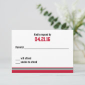 大学ストライプのバーの（ユダヤ教の）バル・ミツバーの応答カード 出欠カード (スタンド正面)