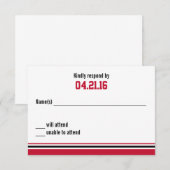 大学ストライプのバーの（ユダヤ教の）バル・ミツバーの応答カード 出欠カード (正面/裏面)