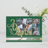 大学ストライプ トリプルフォト ゴールド 卒業生 招待状 (スタンド正面)