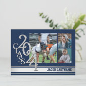 大学ストライプ 三枚写真 卒業生招待状 招待状 (スタンド正面)