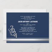 大学ストライプ 三枚写真 卒業生招待状 招待状 (裏面)