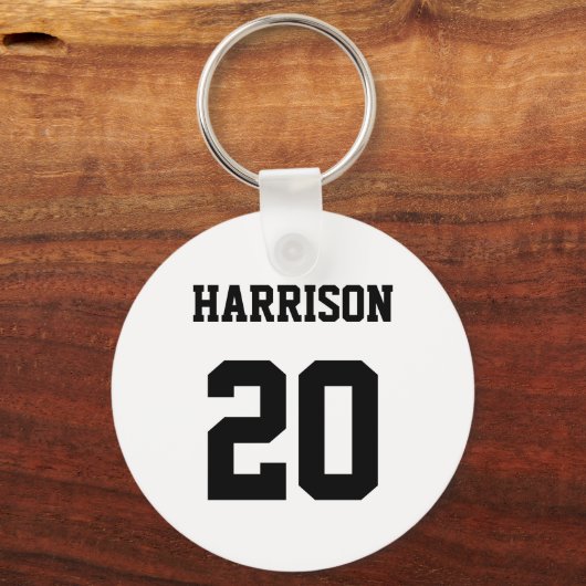大学スポーツ白黒名前をカスタムする番号 キーホルダー (正面)