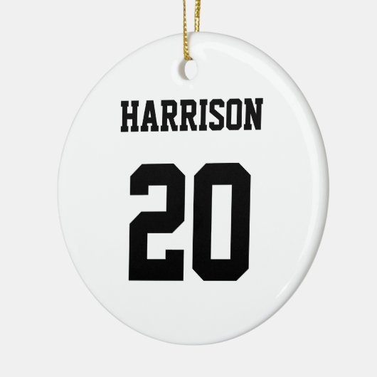 大学スポーツ白黒名前をカスタムする番号 セラミックオーナメント (左)