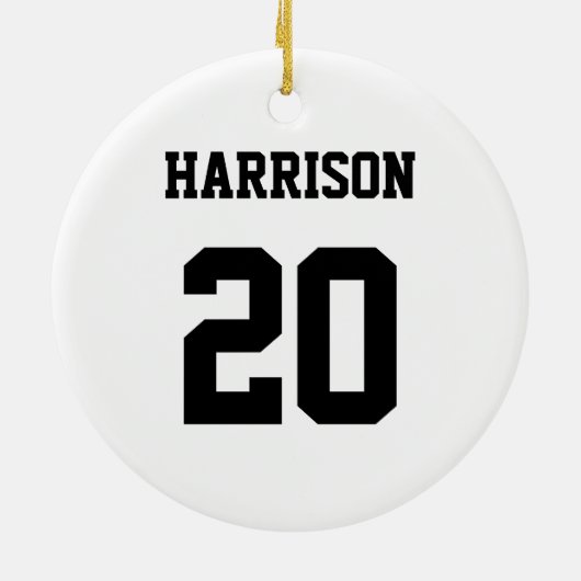 大学スポーツ白黒名前をカスタムする番号 セラミックオーナメント (裏面)