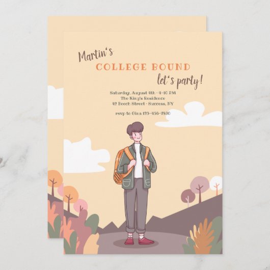 大学バインド男性パーティの招待状 招待状 (正面/裏面)