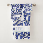 大学バレーボール選手の女の子の名前ブルー バスタオルセット (インサイチュ)