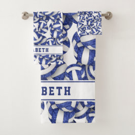 大学バレーボール選手の女の子の名前ブルー バスタオルセット