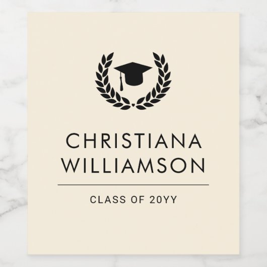 大学パーソナライズされた卒業エレガント ワインラベル (シングルラベル)