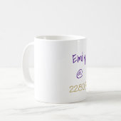 大学パープル金ゴールド郵便番号カスタム コーヒーマグカップ (正面左)