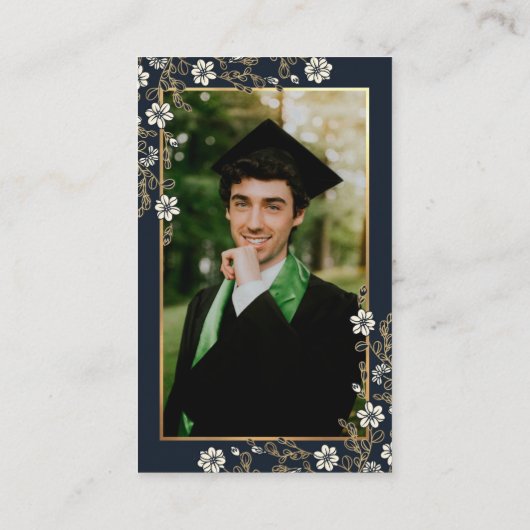 大学ファンド海軍ブルーの卒業エンクロージャカード 名刺 (裏面)