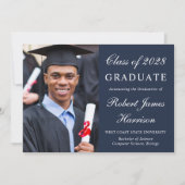 大学フォトブルー卒業 案内状 (正面)